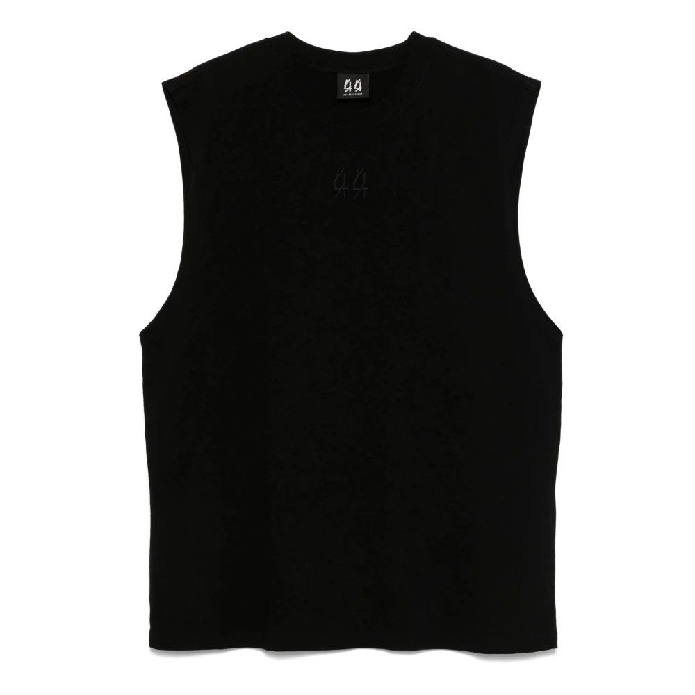 44 Label Group Zwart katoenen gilet met logoprint Black Heren