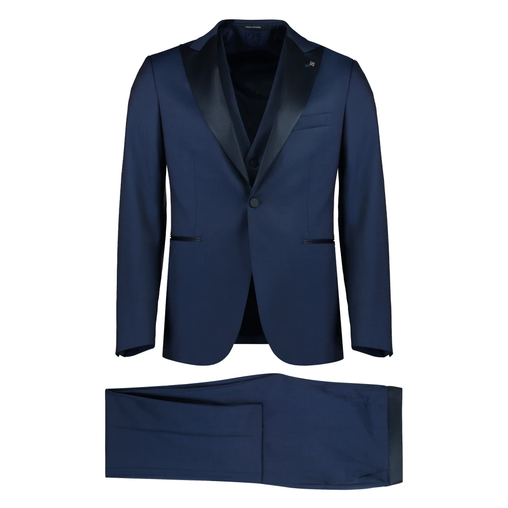 Tagliatore Wollen Driedelig pak Blue Heren