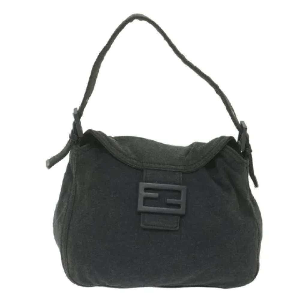 Fendi Vintage Pre-owned Cotton shoulder-bags Black Dames
