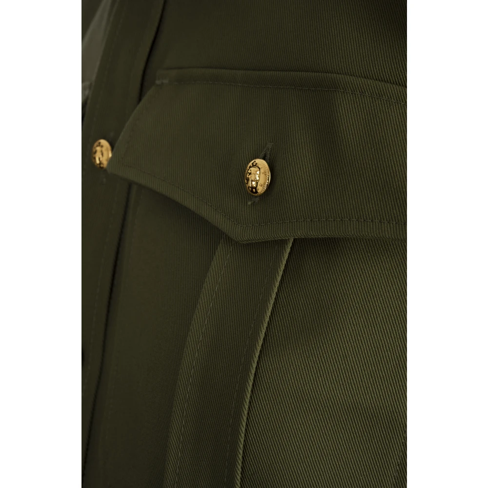 alexander mcqueen Groene Militaire Geknipte Shirt met Gouden Accenten Green Dames