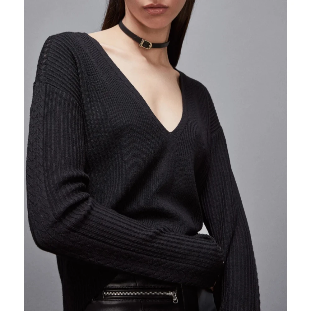 PATRIZIA PEPE Essentiële Ribgebreide Top Black Dames