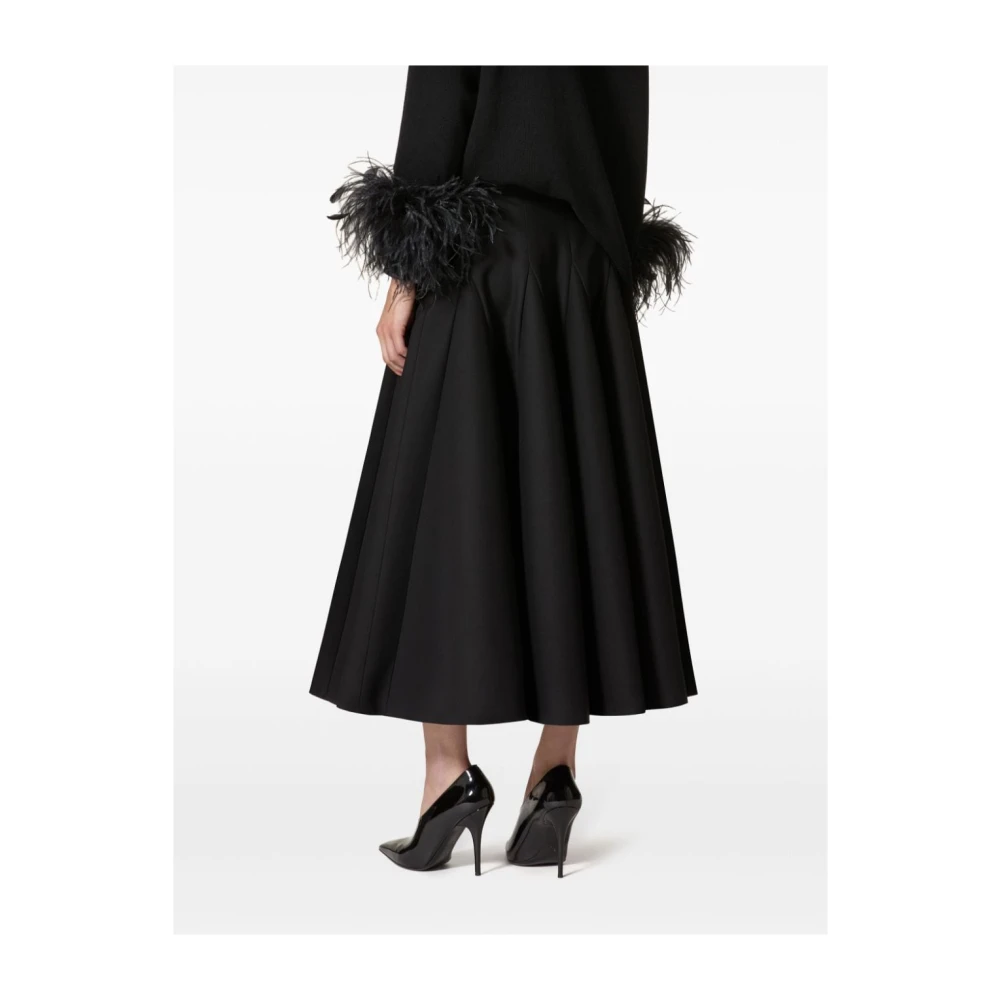 Valentino Garavani Zwarte Gerende Rok Crepe Couture Black Dames