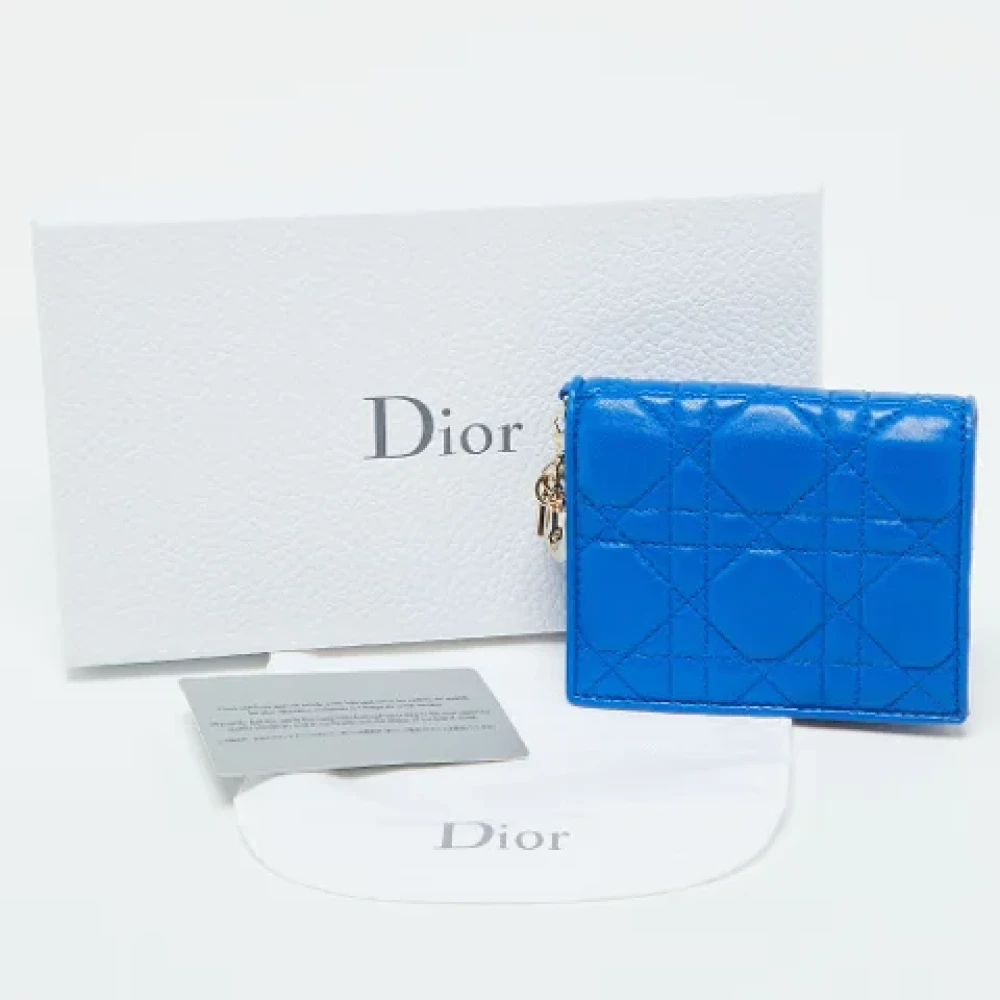 Dior Vintage Pre-owned Leather wallets Blue Dames