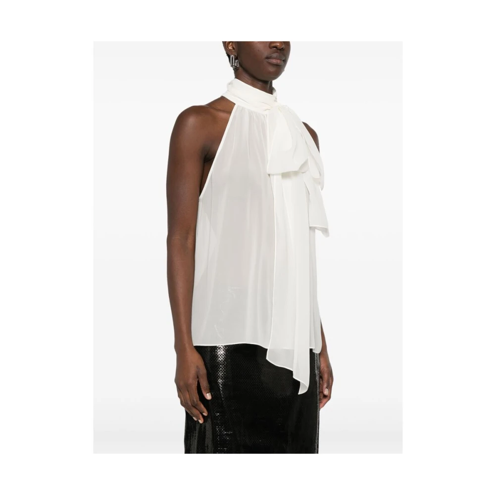 Tom Ford Mouwloze Shirt met Hoge Hals White Dames