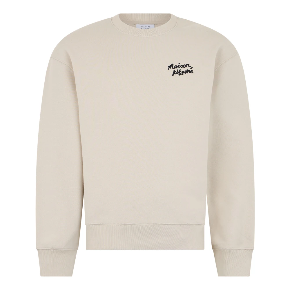 Maison Kitsuné Men's Beige Sweatshirts, Xl, Handwriting Comfort Sweatshirt