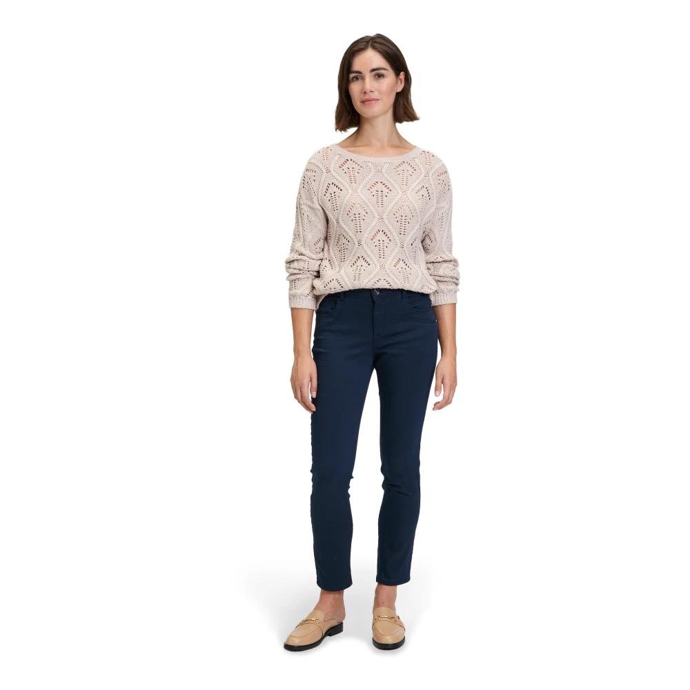 Betty & Co Casual Gebreide Trui met Open Details Beige Dames