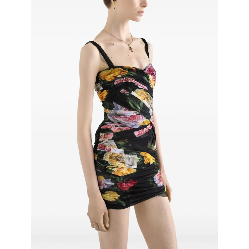 Dolce & Gabbana Zwarte Korsetjurken met Ritssluiting Multicolor Dames