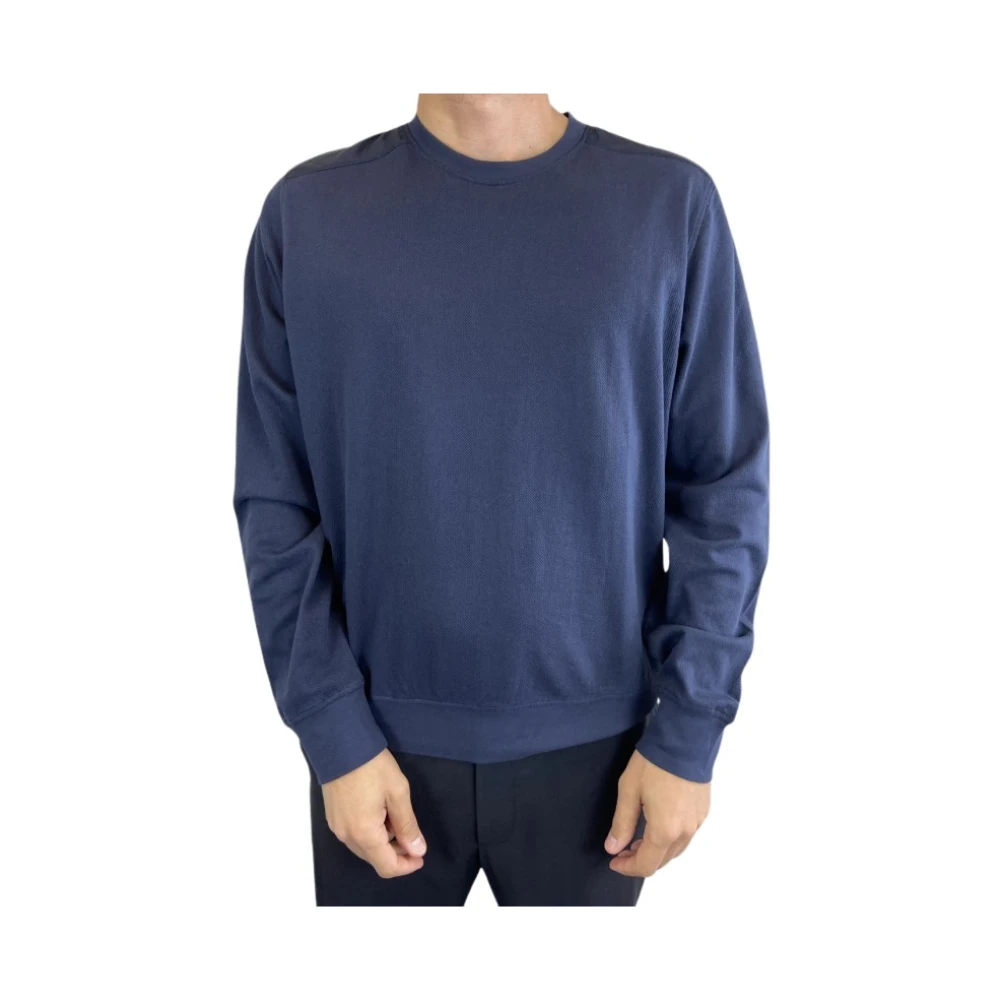 Aspesi Navy Blauwe Sweatshirt met Schouderdetail Blue Heren