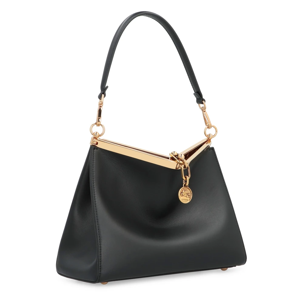 ETRO Leren schoudertas met drukknoopsluiting Black Dames