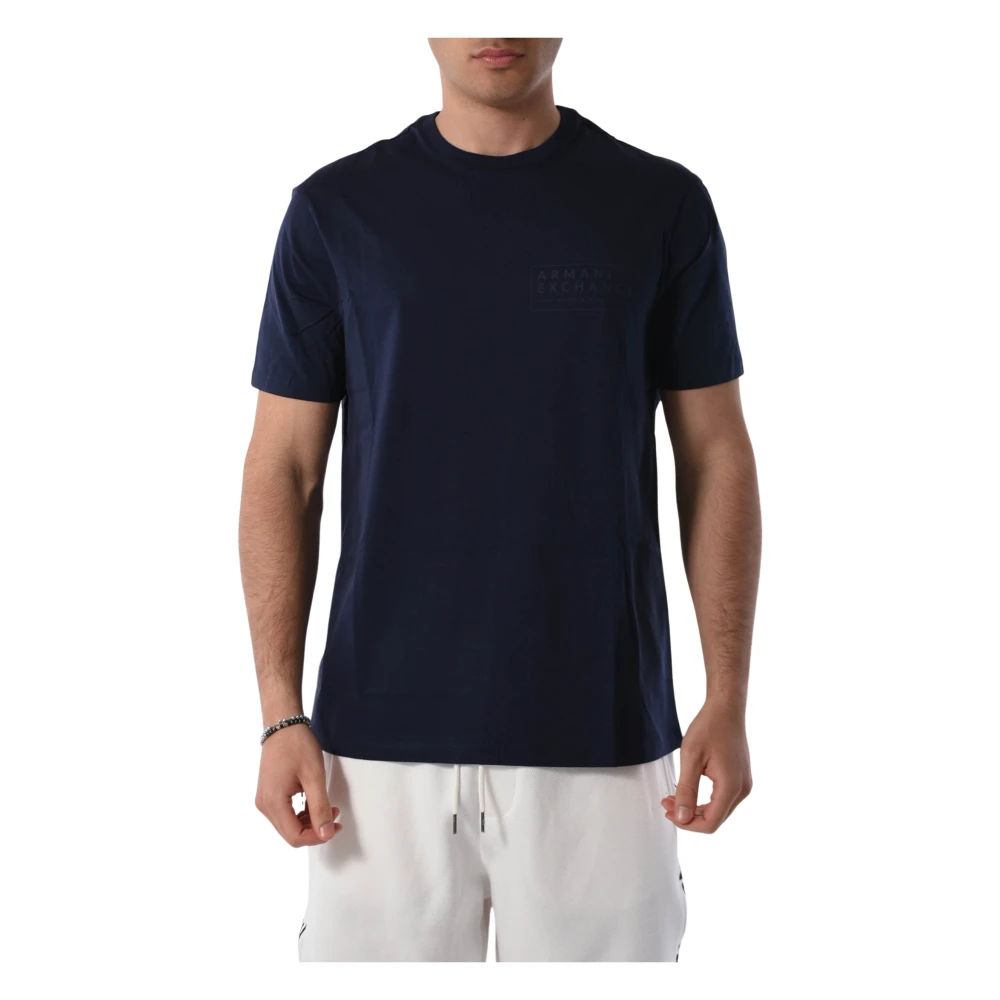 Armani Exchange Katoenen T-shirt met Logo Blue Heren