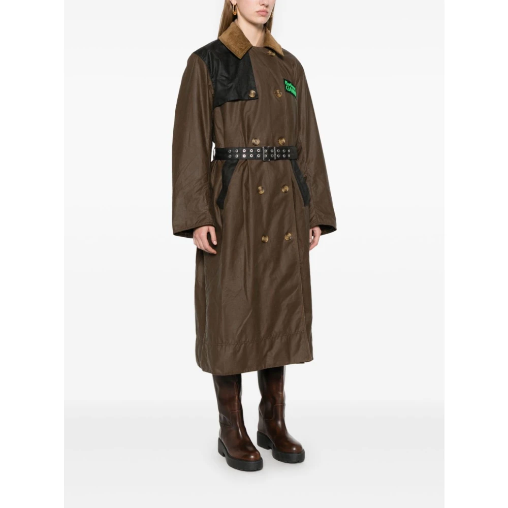 Barbour Bruine Wax Trenchcoat met Suède Kraag Brown Dames