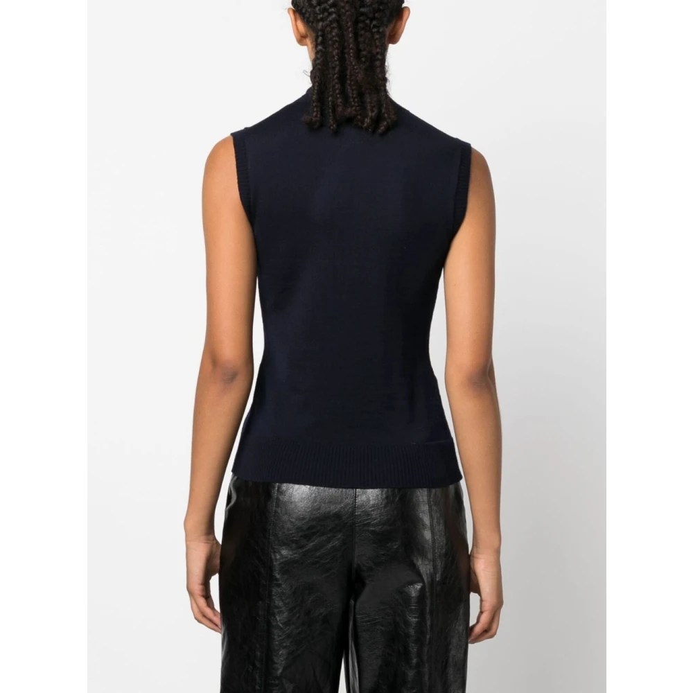 SPORTMAX Midnight Blue Roll-Neck Vest Blue Dames