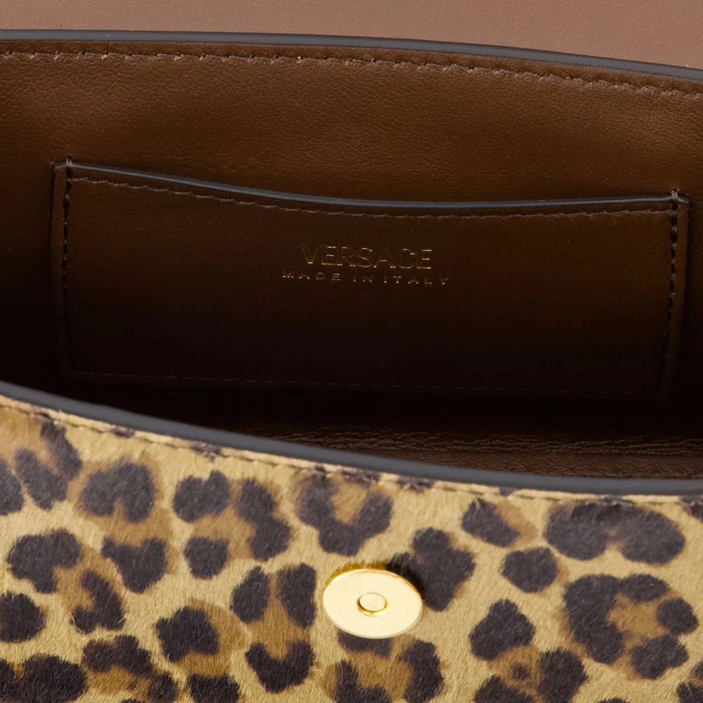 Versace Bruin Leren Crossbody Tas met Ketting Brown Dames