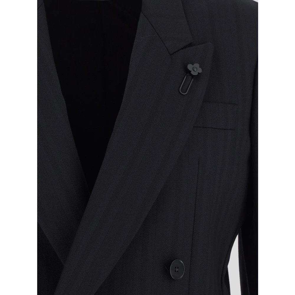 Lardini Wollen en Nylon Double-Breasted Jas Black Dames