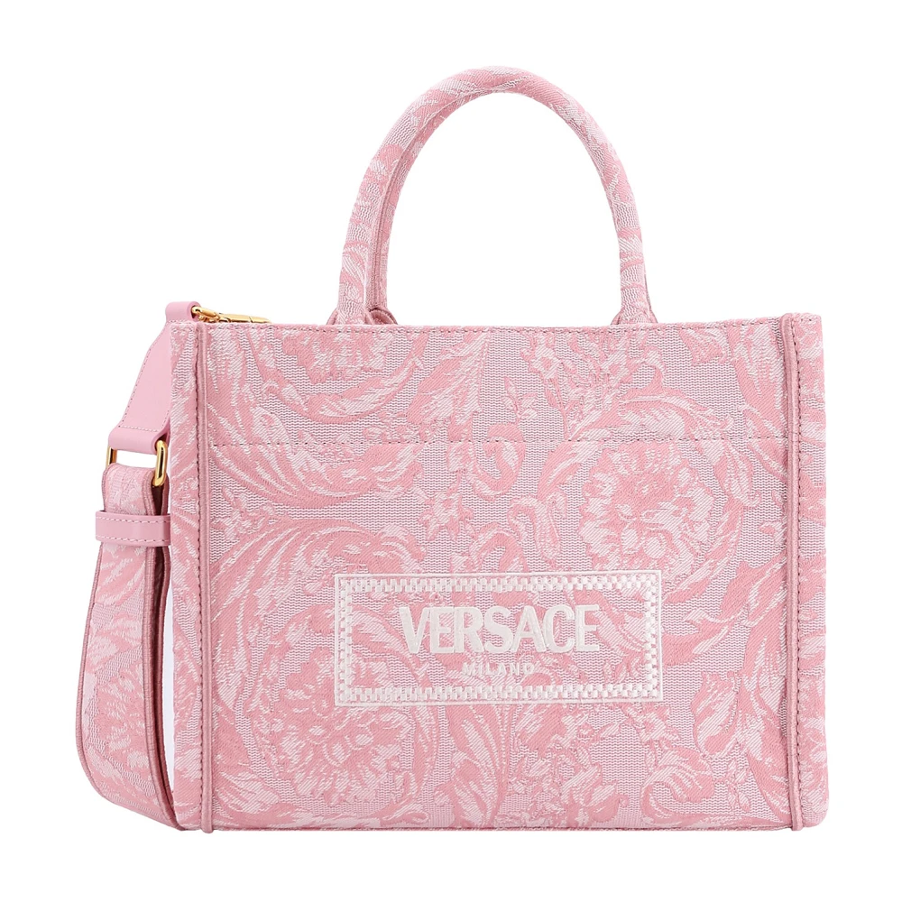 Versace Barocco Canvas Handtas met Vintage Logo Pink Dames