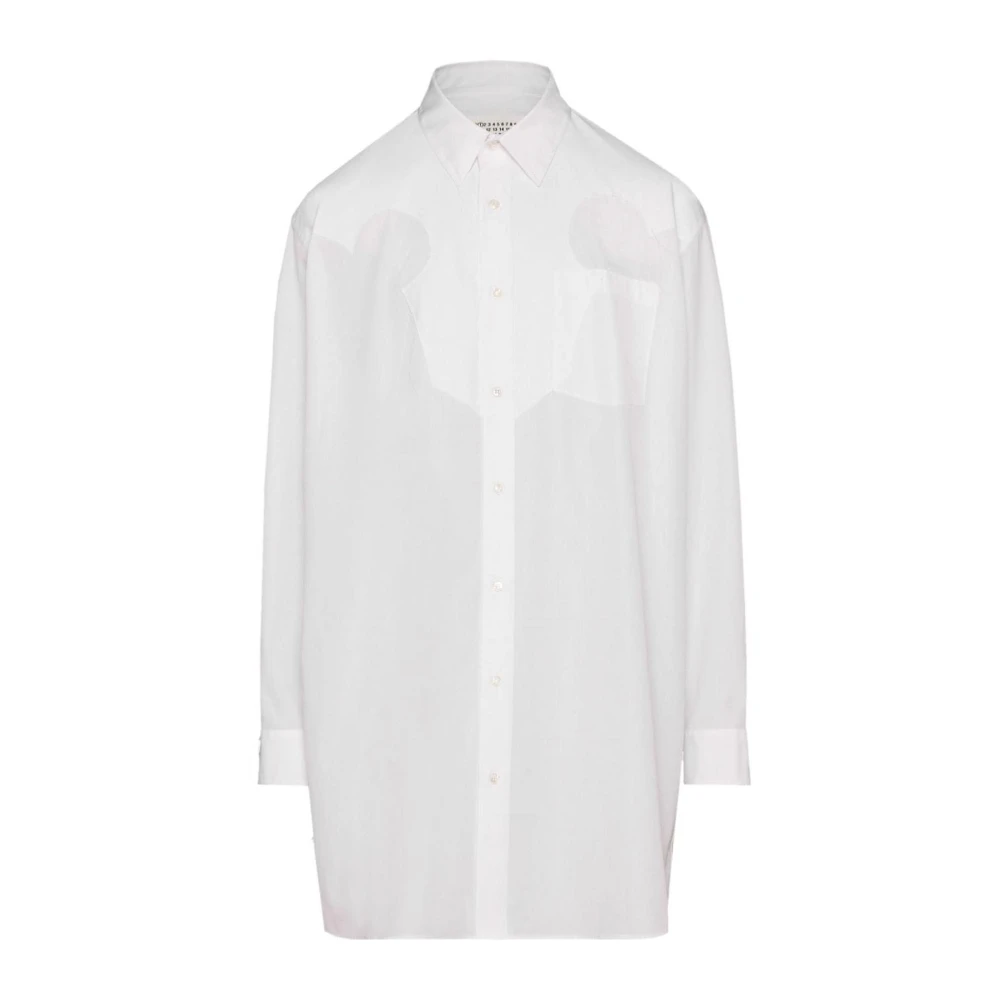 Maison Margiela Damen Weiß Oversized Baumwoll-Popeline-Hemd Mit Westernpasse