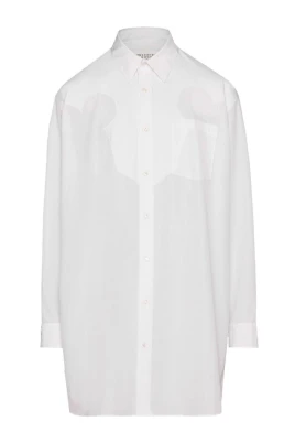 Oversized skjorta i bomullspoplin med okdetalj i westernstil