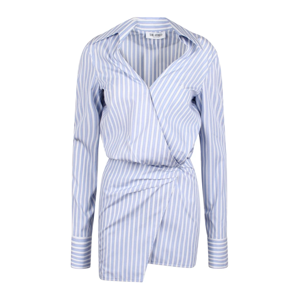 The Attico Gestreepte chemisier mini-jurk Blue Dames