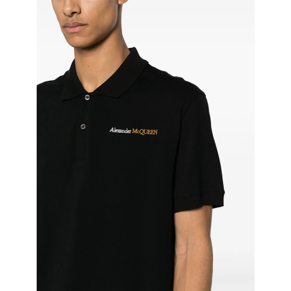 alexander mcqueen Zwart Poloshirt met Geborduurd Logo Black Heren