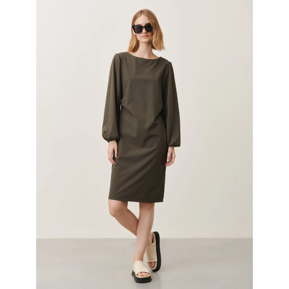 Jane Lushka Stijlvolle Silke Midi Jurk Green Dames