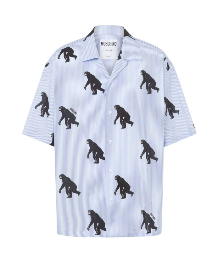 chemise-en-coton-bleu-a-imprime-chimpanze