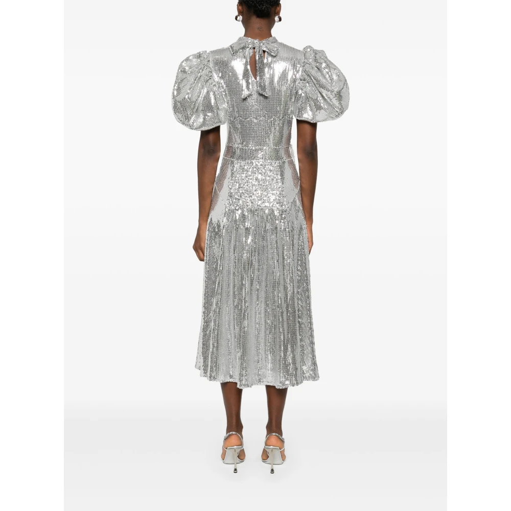 Rotate Birger Christensen Maxi-jurk met pailletten en pofmouwen Gray Dames