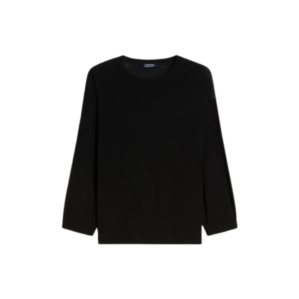 Max Mara Puur Wol Crew-Neck Sweater Black Dames