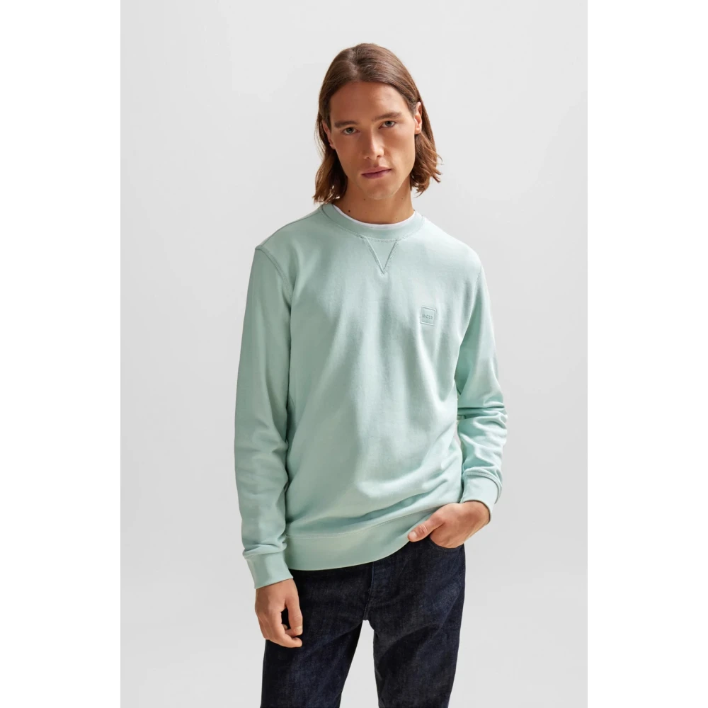 Hugo Boss Relaxed-fit sweatshirt met logopatch Blue Heren