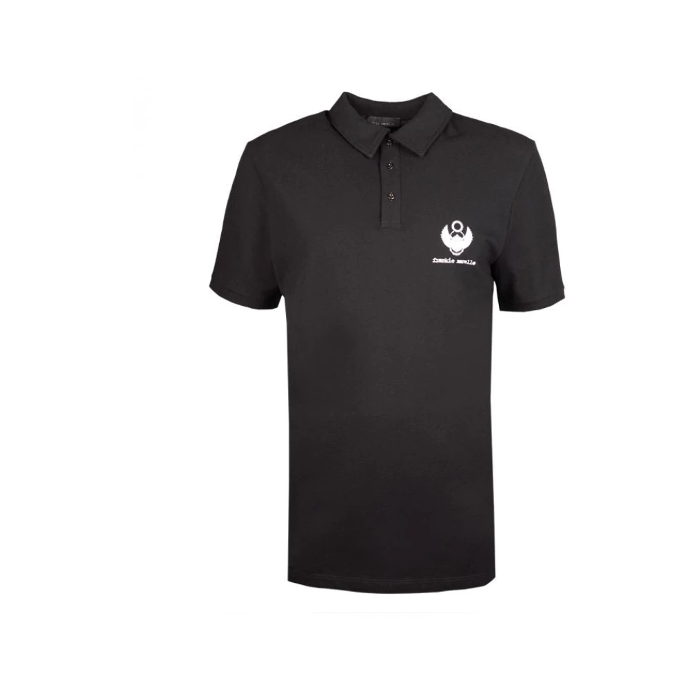 Frankie Morello Polo Shirt met Logo Print Black Heren