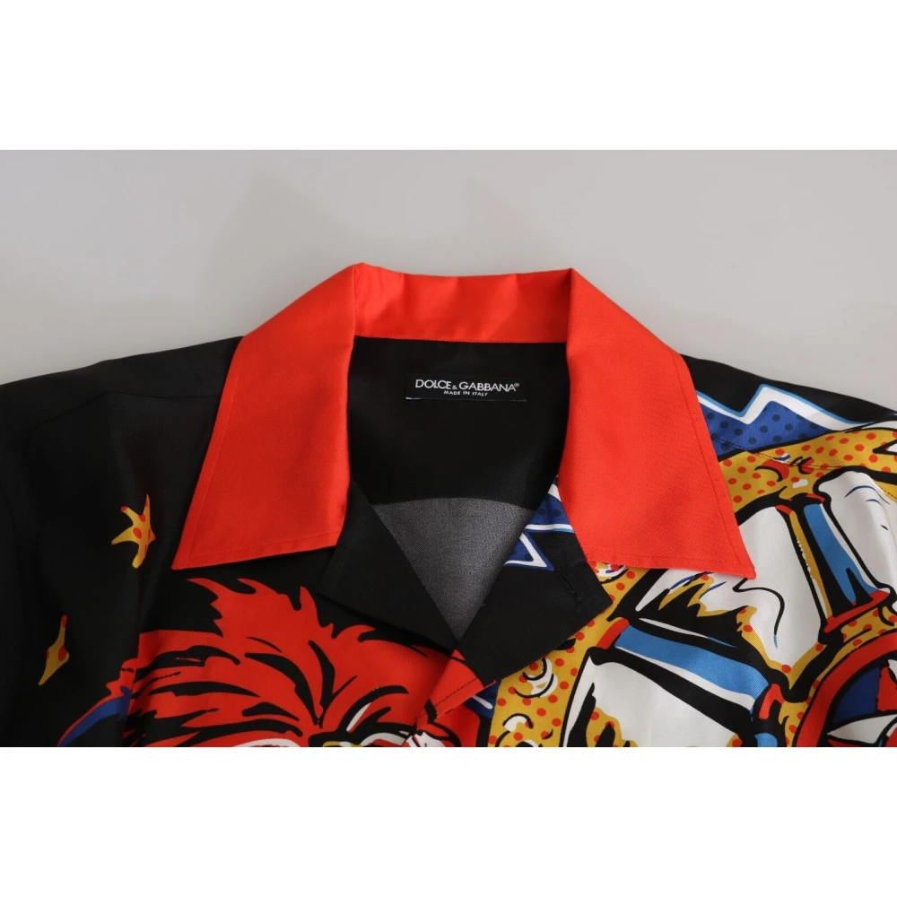 Dolce & Gabbana Zijden Multicolor Bedrukte Casual Overhemd Multicolor Heren