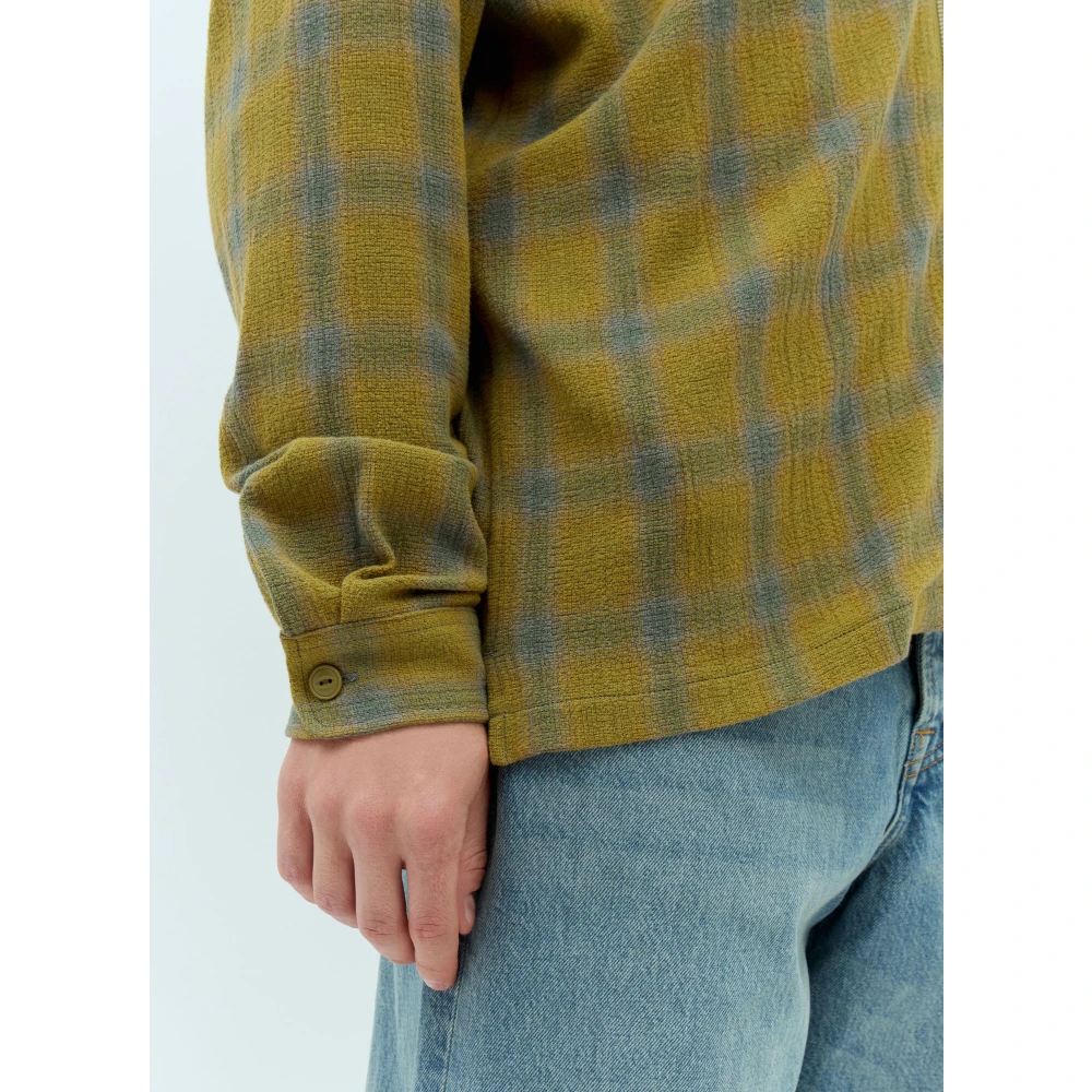 Stüssy Geruite Katoenen Shirt Rits Voorkant Green Heren