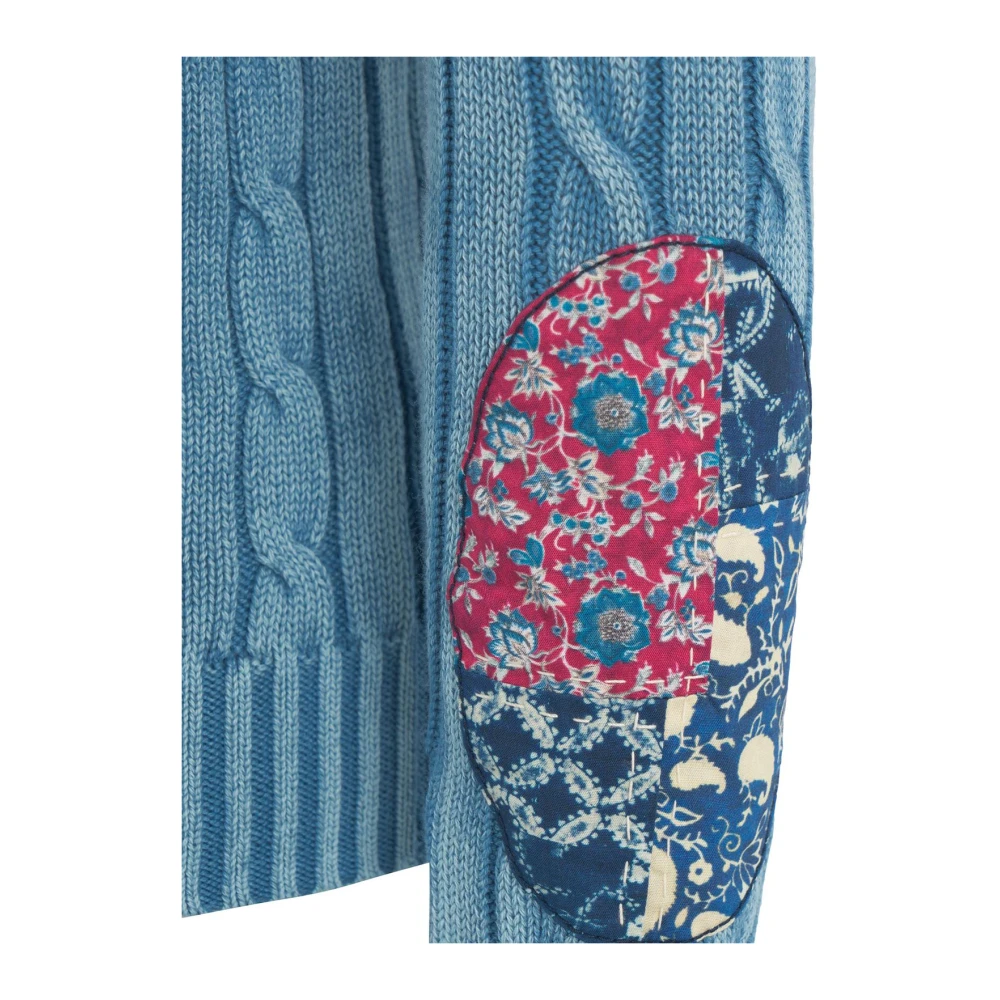 Polo Ralph Lauren Blauwe Kabeltrui met Patches Blue Dames