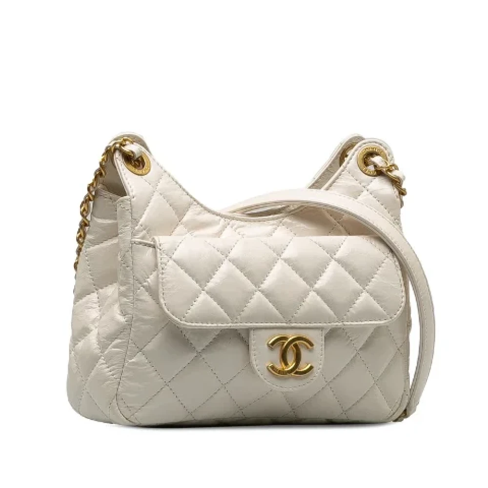 Chanel Vintage Pre-owned Leather crossbody-bags White Dames