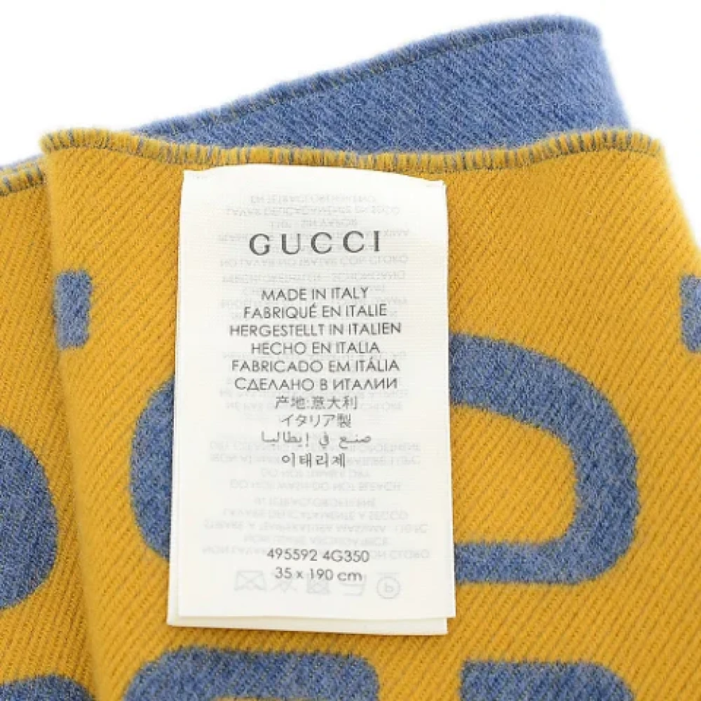 Gucci Vintage Tweedehands Blauwe Wol Gucci Sjaal Blue Dames