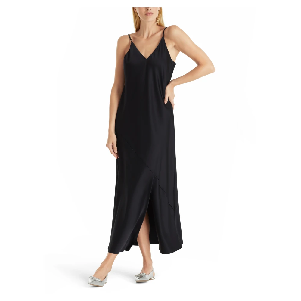 Marc Cain Flowy Midi Jurk met Dubbele Bandjes Blue Dames