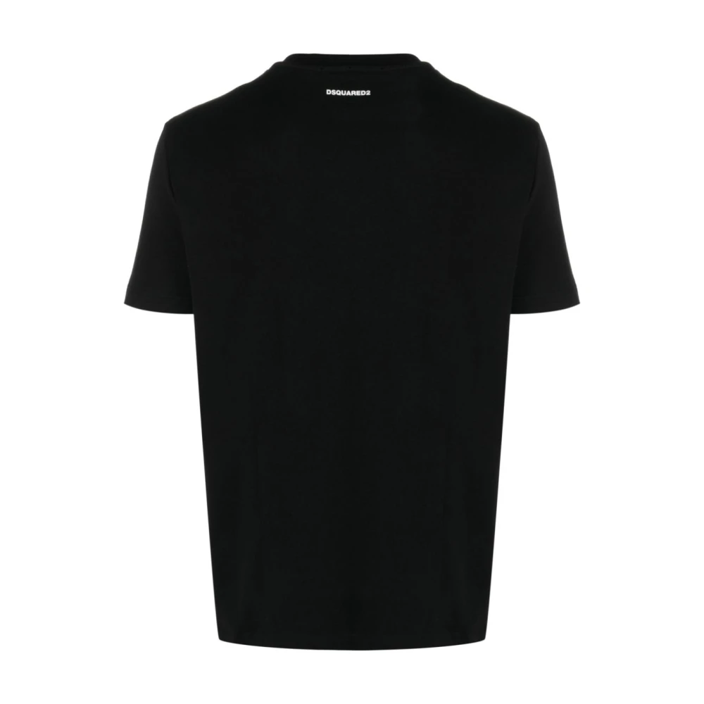 Dsquared2 Zwart Logo-Patch Katoenen T-Shirt Black Heren