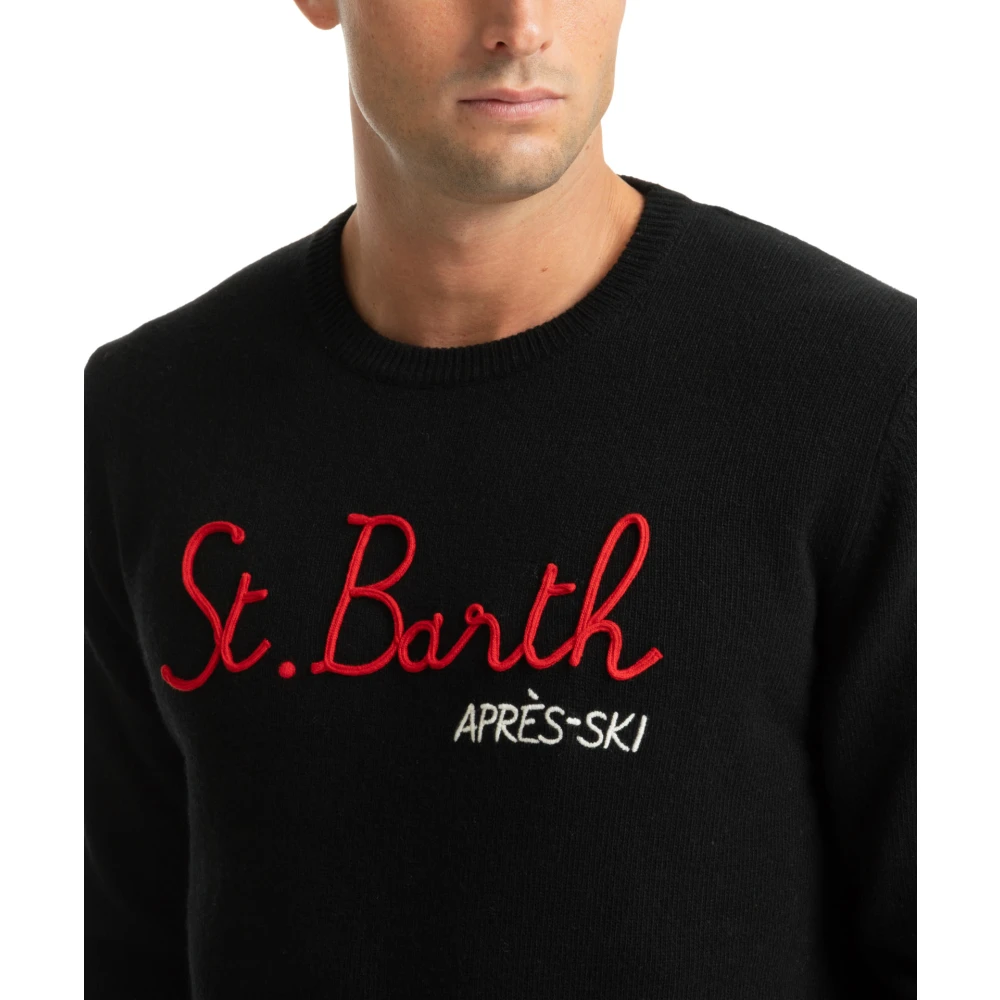 MC2 Saint Barth Abstract Patroon Sweater met Logo Borduursels Black Heren