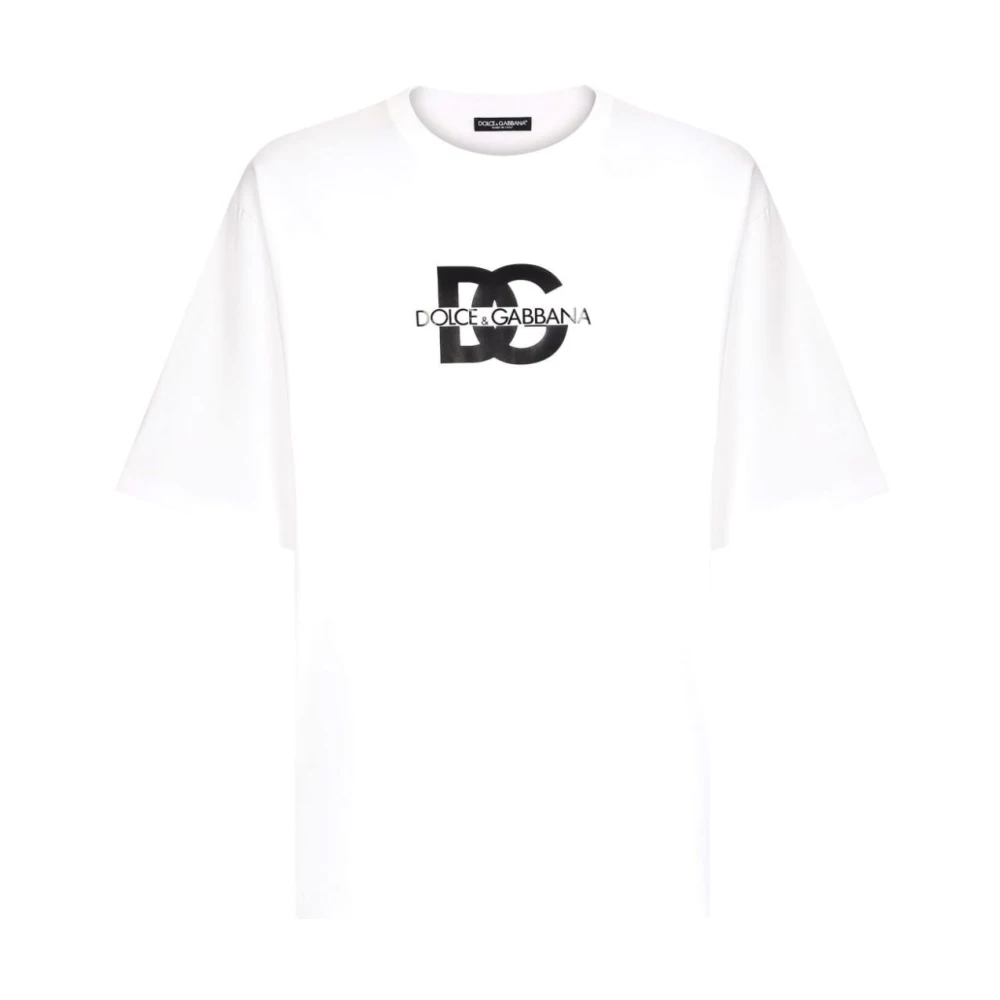 Dolce & Gabbana Logo Print Katoenen T-shirts en Polos White Heren