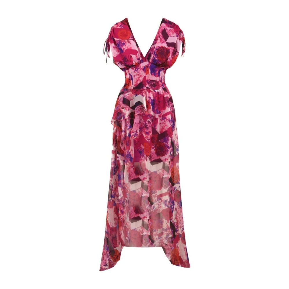 Gaëlle Paris Bloemen Chiffon Maxi Jurk met Voorspleet Multicolor Dames