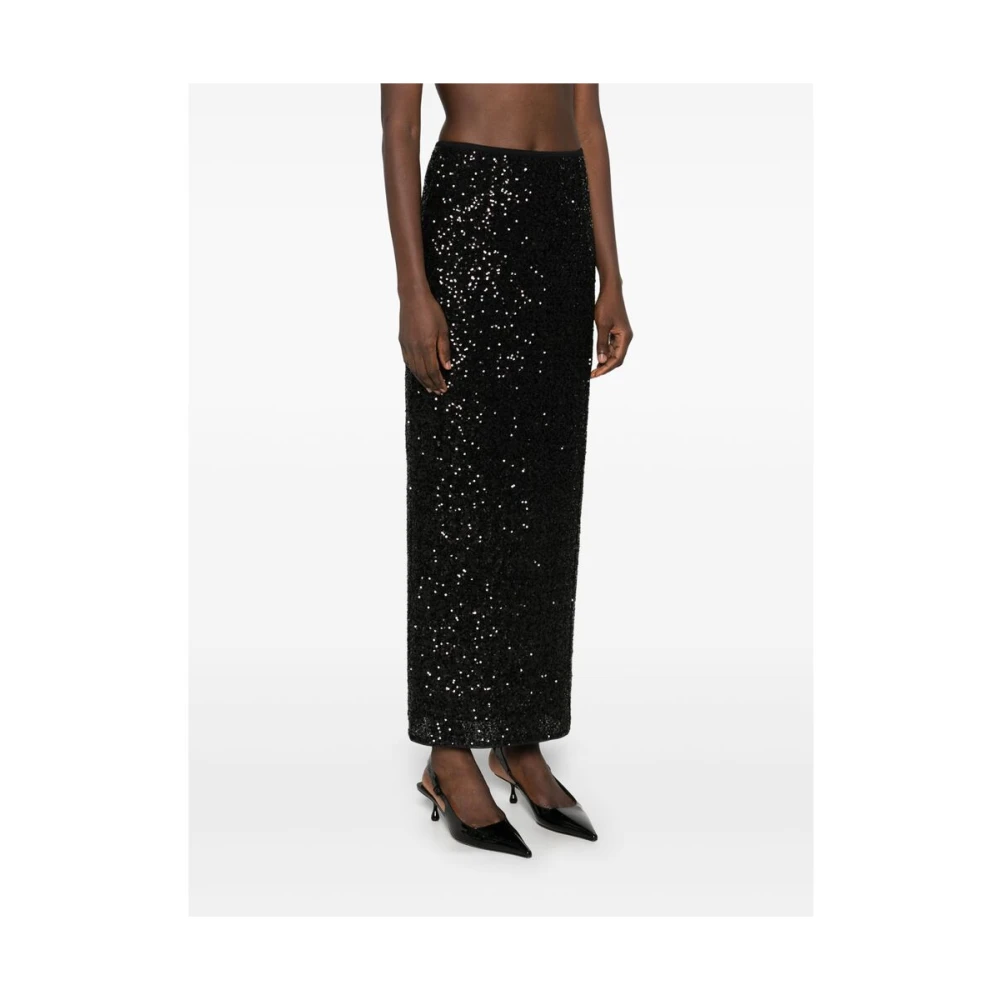 Diane Von Furstenberg Zwarte Mesh Paillet Elastische Rok Black Dames