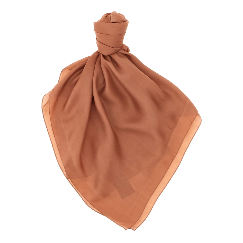 Saint Laurent Brown Silk Scarves, Female, One Size, Cassandre Square Scarf