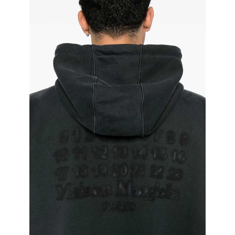 Maison Margiela Grijze Logo Geborduurde Hoodie Gray Heren