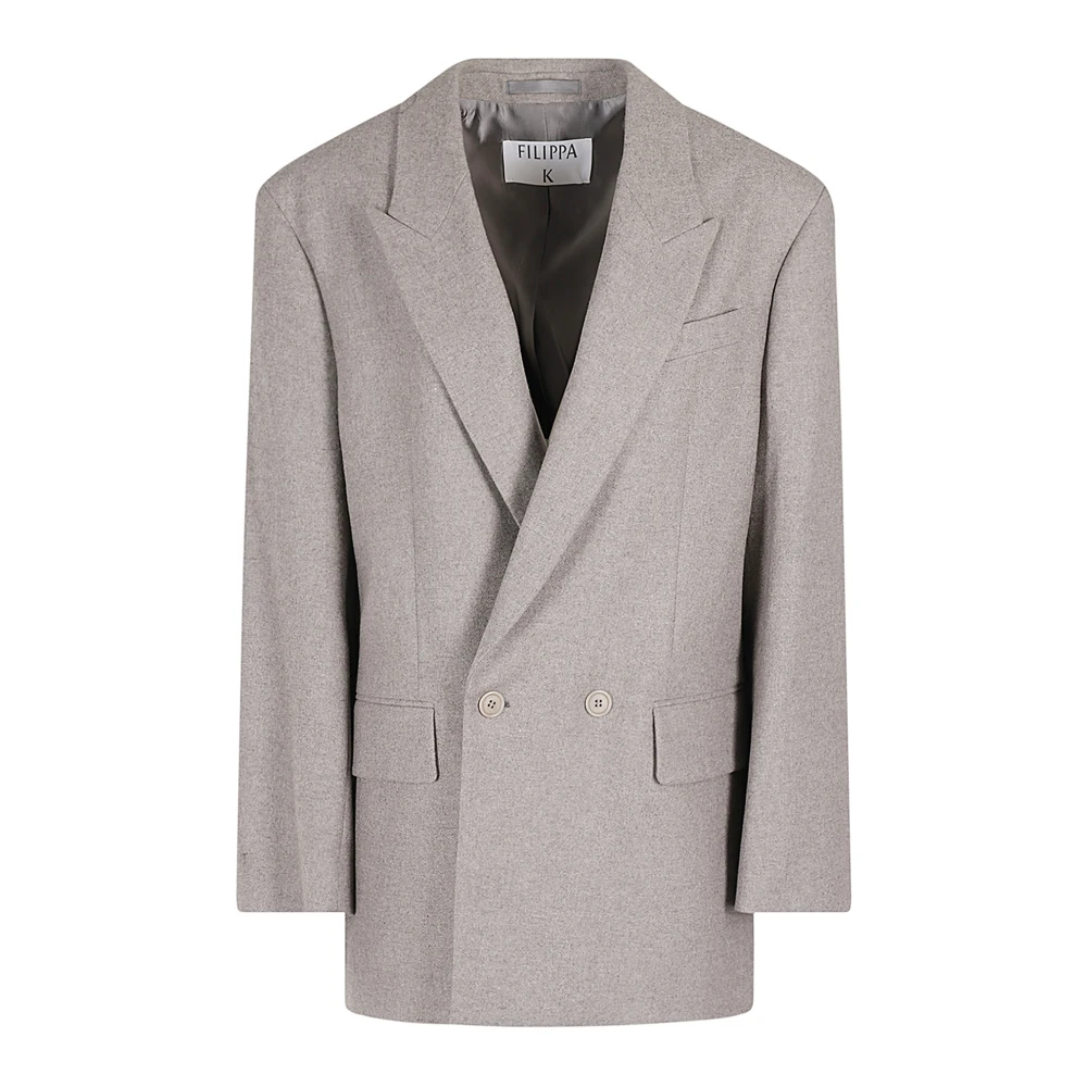 Filippa K Flanellen Double-Breasted Blazer Gray Dames