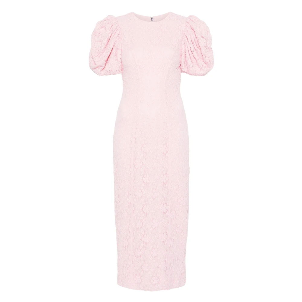 Rotate Birger Christensen Roze kanten midi fitted jurk Pink Dames