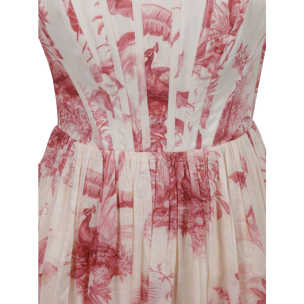 Zimmermann Elegante Corset Midi Jurk Pink Dames