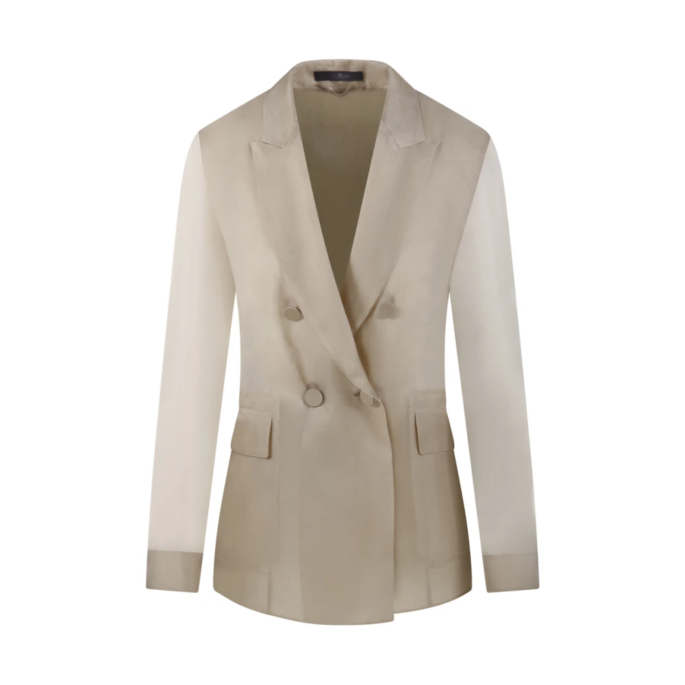Max Mara Women's Beige Slogan Silk-Organza Blazer