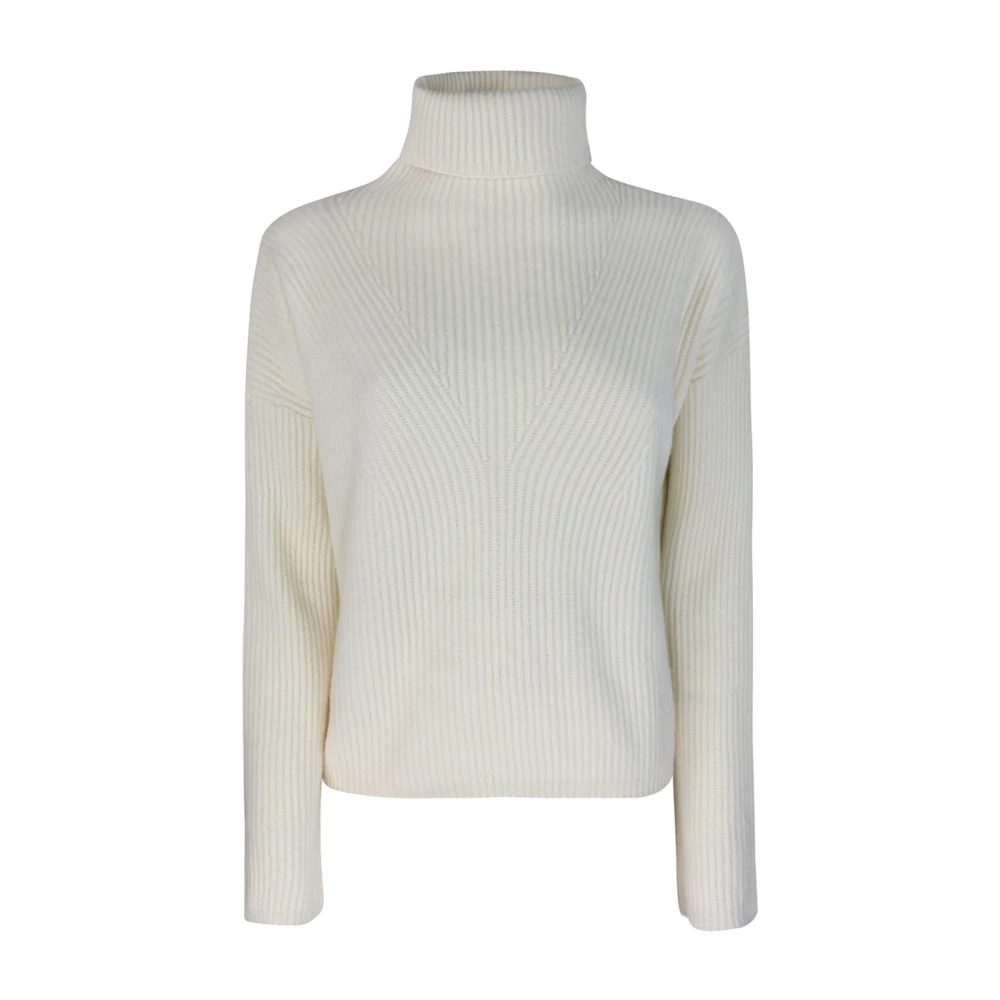 Max Mara Studio Hoge hals trui wit kasjmier wol White Dames