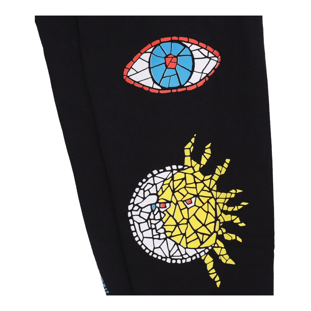 Market Zwarte Mozaïek Smiley Sweatpants Black Heren