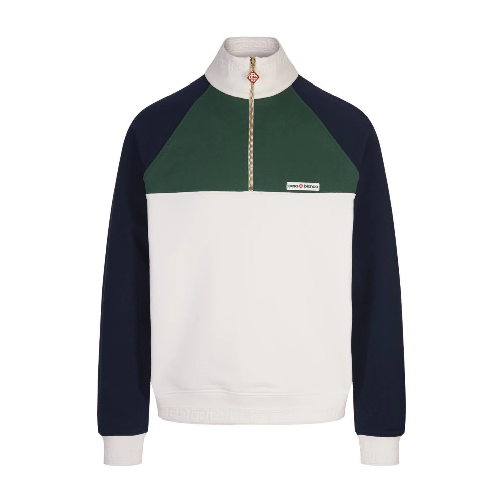 Casablanca Quarter Zip Sweatshirt in Kleurblok White Heren
