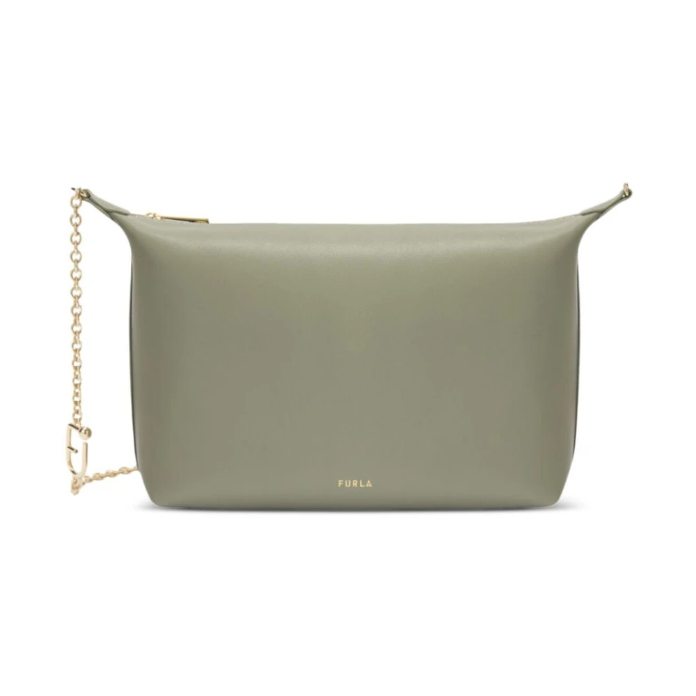 Furla Groene Leren Schoudertas met Rits Green Dames